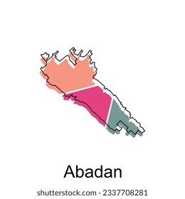 Karte der abadanischen Illustrationsvorlage, geometrische Formen und Linien, einzeln auf weißem Hintergrund