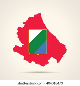 Map of Abruzzo in Abruzzo flag colors