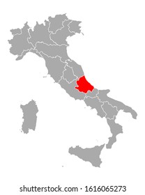 Map of Abruzzo in Italy on white