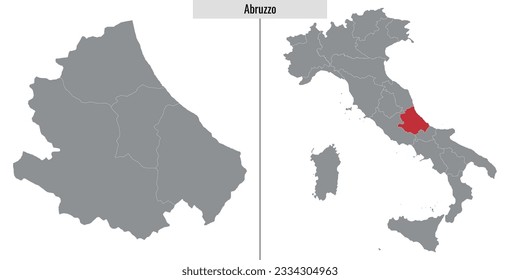 map of Abruzzo province of Italy and location on Italian map