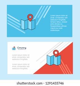 Map  abstract corporate business banner template, horizontal advertising business banner.