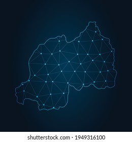 Mapa Resumen de la línea de mash y las escalas de puntos en el fondo oscuro. Línea de red poligonal de malla 3D del marco de cables.