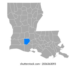 Map of Acadia in Louisiana on white