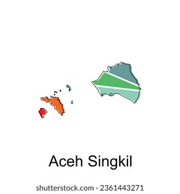 Map of Aceh Singkil City modern outline, High detailed vector illustration Design Template, suitable for your company