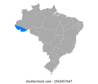 Map Of Acre In Brazil On White