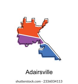 Mapa del país de diseño de vectores de Adairsville, Georgia, Mapa mundial de la plantilla de ilustración de vectores del país