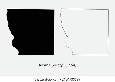 Map of Adams County - Illinois - United States outline silhouette graphic element Illustration template design
