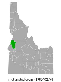 Map of Adams in Idaho on white