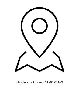 Map address tag, location pin. Flat icon for apps and websites. Thin line icon isolated on white background.