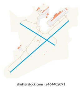 Map of Adelaide Airport (Australia). IATA-code: ADL. Airport diagram with runways, taxiways, apron, parking areas and buildings. Map Data from OpenStreetMap.