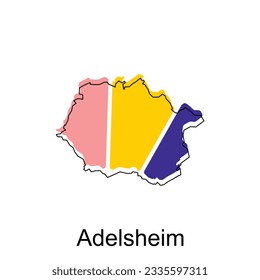 Mapa de la ilustración de diseño de Adelsheim, símbolo vector, signo, contorno, plantilla de vector del Mapa Mundial Internacional sobre fondo blanco