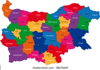 Map of administrative divisions of Bulgaria