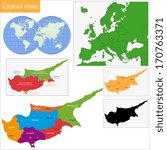 Map of administrative divisions of Cyprus with capital cities