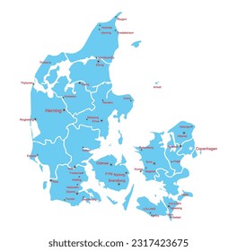 Mapa de las divisiones administrativas de Dinamarca
