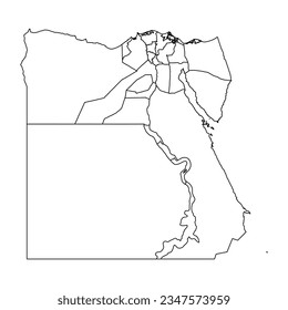 Map of the administrative divisions of Egypt. Vector illustration.