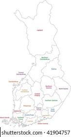 Mapa de las divisiones administrativas de Finlandia