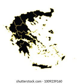 Map of administrative divisions of Greece, Detailed Greece map vector outline.