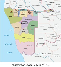 Karte der Verwaltungsbezirke Namibias