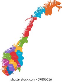 Map of administrative divisions of Norway with the capital cities