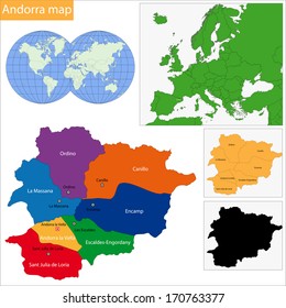 Map of administrative divisions of Principality of Andorra