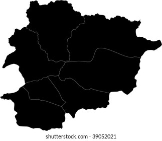 Map of administrative divisions of Principality of Andorra