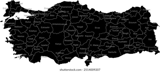 Türkiye MAP with its administrative divisions and regions