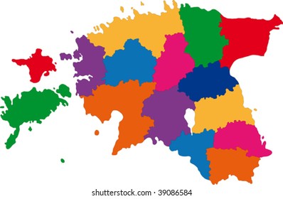 Mapa das divisões administrativas da República da Estônia