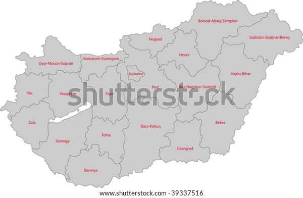 Map Administrative Divisions Republic Hungary Stock Vector (Royalty ...