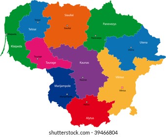 Map of administrative divisions of Republic of Lithuania