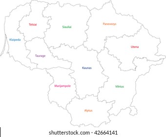 Map of administrative divisions of Republic of Lithuania