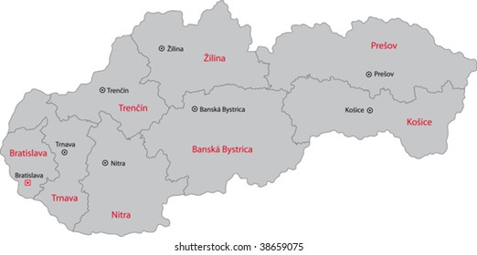 Map of administrative divisions of Slovakia