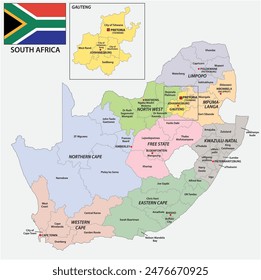 Mapa de las divisiones administrativas de Sudáfrica