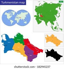 Map of administrative divisions of Turkmenistan