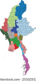 Karte der Verwaltungsregionen von Myanmar