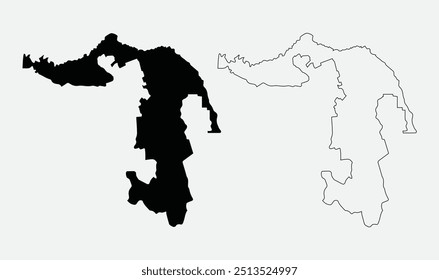 Map of Adygea - Russia outline silhouette graphic element Illustration template design
