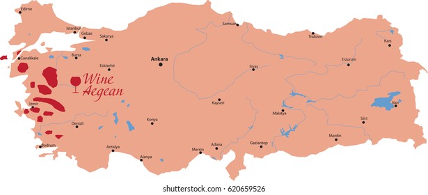 map aegean wine  in turkey