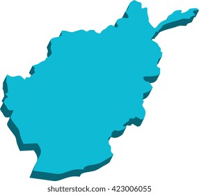 A map of Afghanistan 3D on white background