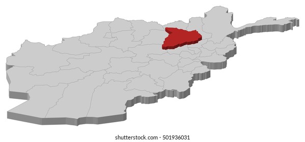 Map - Afghanistan, Baghlan - 3D-Illustration