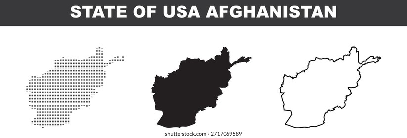 Mapa de Afganistán en diferentes estilos sobre fondo blanco