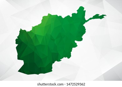 Map of Afghanistan - Green Geometric Rumpled Triangular , Polygonal Design For Your . Vector illustration eps 10