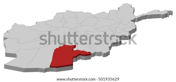 Map Afghanistan Kandahar 3dillustration Stock Vector Royalty Free 501935629
