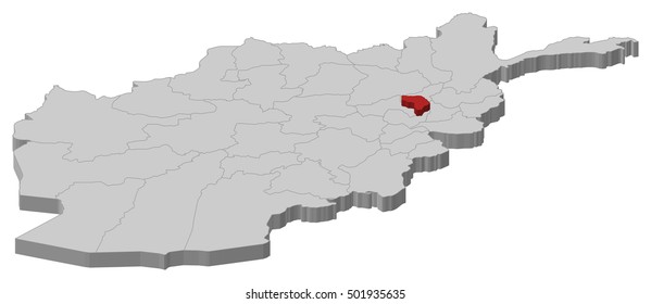 Map - Afghanistan, Kapisa - 3D-Illustration