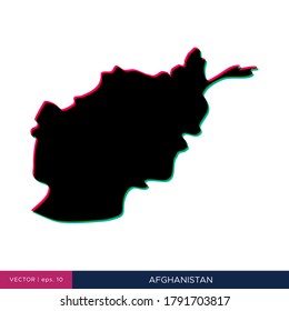 Map of Afghanistan in multicolor style on the border vector design template