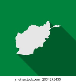 Map of Afghanistan on green Background with long shadow