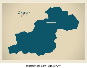 Map of Afghanistan province of Ghowr