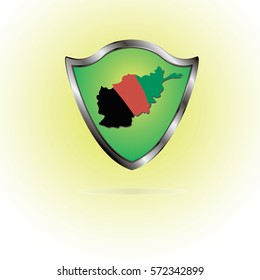 map of Afghanistan in a shield