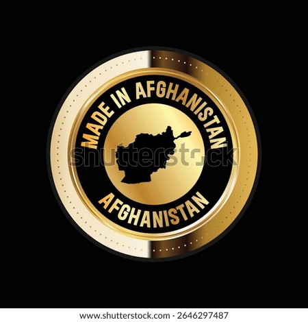 Map of Afghanistan. Vector illustration. Logo, Icon, and Symbol. Afghanistan map gold seal. 