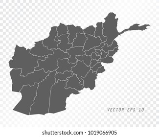 Map of Afghanistan , vector illustration on transparent background. Items are placed on separate layers and editable.