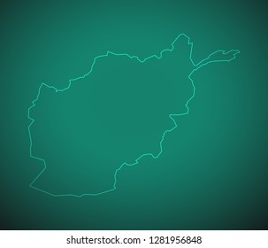 Map of Afghanistan,Green map on dark background. Vector illustration eps 10.