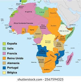 map of africa in 1914 with european colonies